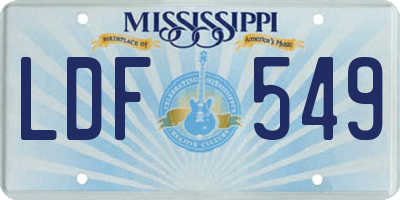 MS license plate LDF549