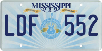MS license plate LDF552