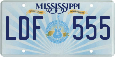 MS license plate LDF555