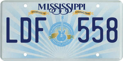 MS license plate LDF558