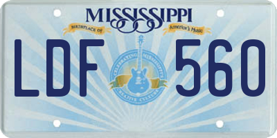 MS license plate LDF560