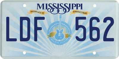 MS license plate LDF562
