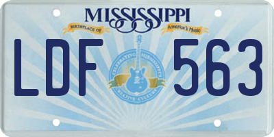 MS license plate LDF563
