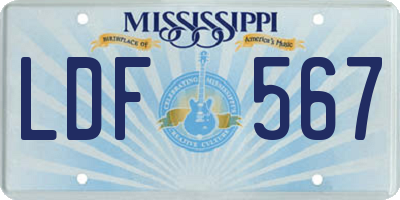 MS license plate LDF567