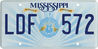 MS license plate LDF572