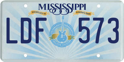 MS license plate LDF573
