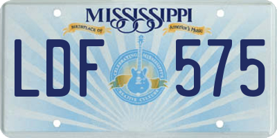MS license plate LDF575