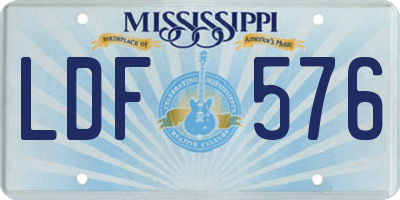MS license plate LDF576