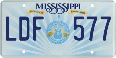 MS license plate LDF577