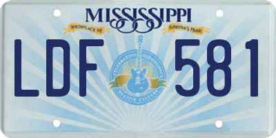 MS license plate LDF581