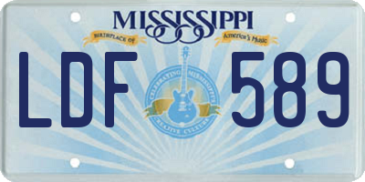 MS license plate LDF589