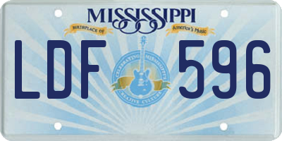 MS license plate LDF596