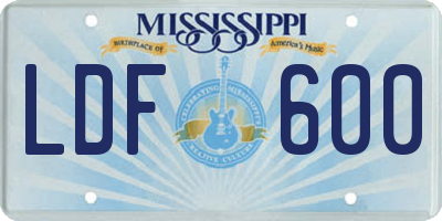 MS license plate LDF600