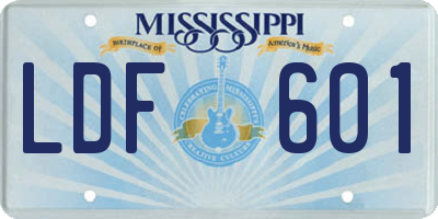 MS license plate LDF601