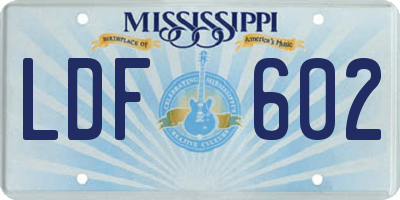 MS license plate LDF602