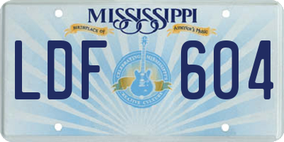 MS license plate LDF604