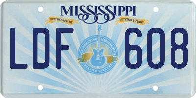 MS license plate LDF608
