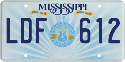 MS license plate LDF612