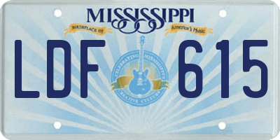 MS license plate LDF615