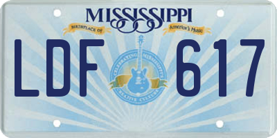 MS license plate LDF617
