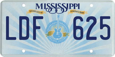 MS license plate LDF625