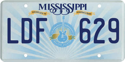 MS license plate LDF629