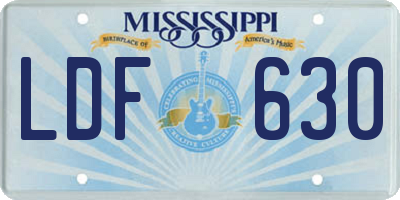 MS license plate LDF630