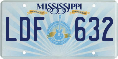 MS license plate LDF632