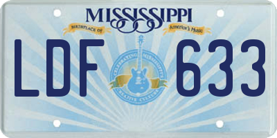 MS license plate LDF633