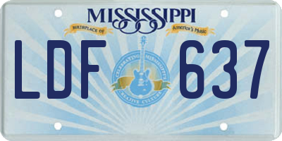 MS license plate LDF637