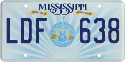 MS license plate LDF638