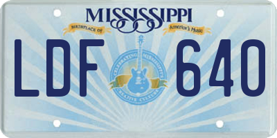 MS license plate LDF640