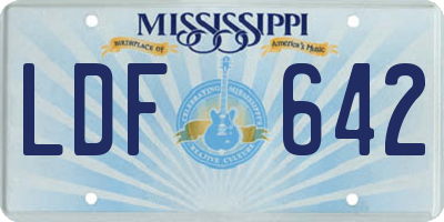 MS license plate LDF642
