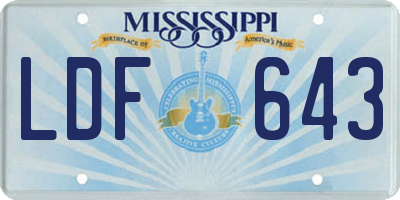 MS license plate LDF643