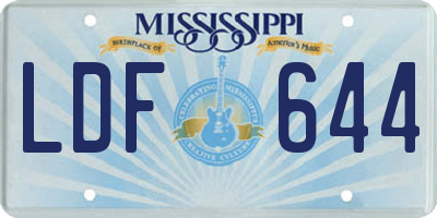 MS license plate LDF644