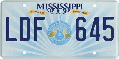 MS license plate LDF645
