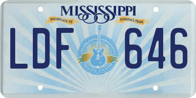 MS license plate LDF646