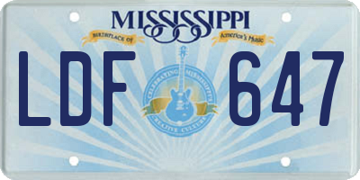 MS license plate LDF647