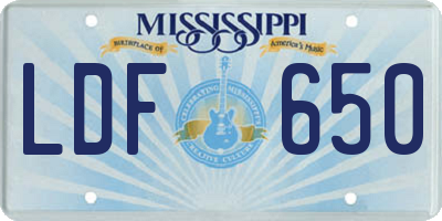 MS license plate LDF650