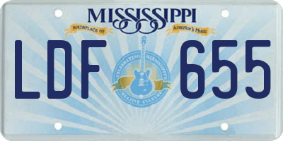 MS license plate LDF655