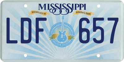 MS license plate LDF657