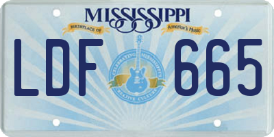 MS license plate LDF665