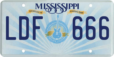 MS license plate LDF666