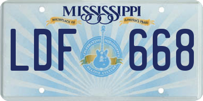 MS license plate LDF668