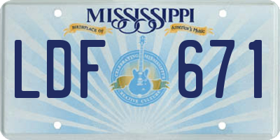 MS license plate LDF671