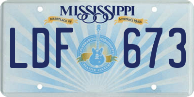 MS license plate LDF673