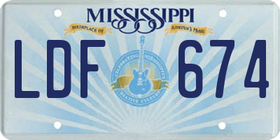 MS license plate LDF674