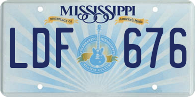 MS license plate LDF676