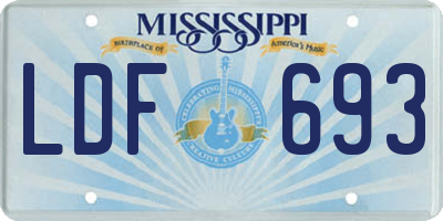 MS license plate LDF693