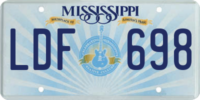 MS license plate LDF698